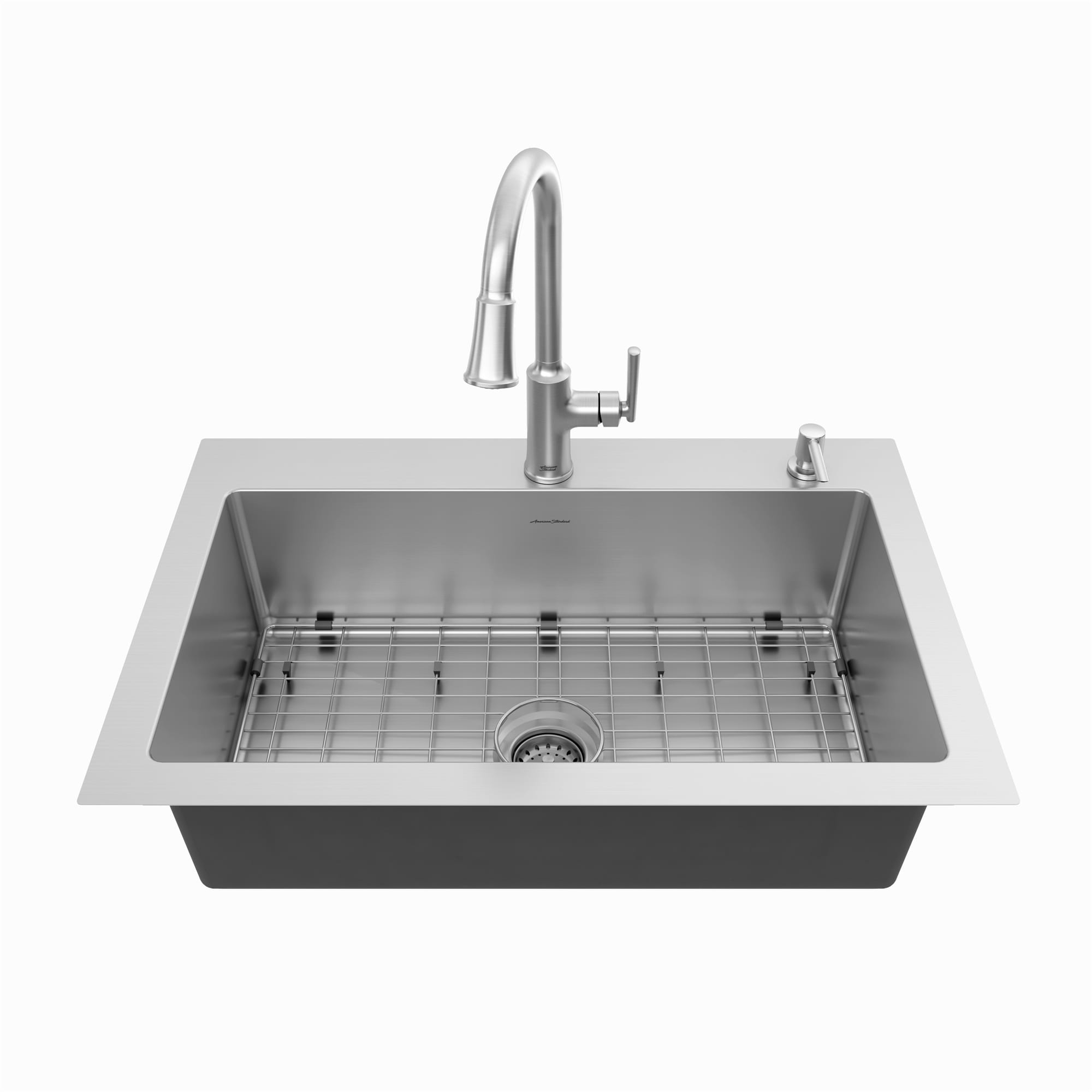 Raviv Pull Down Faucet and 32 In Stainless Steel Single Bowl Kitchen Sink Kit STAINLESS STL